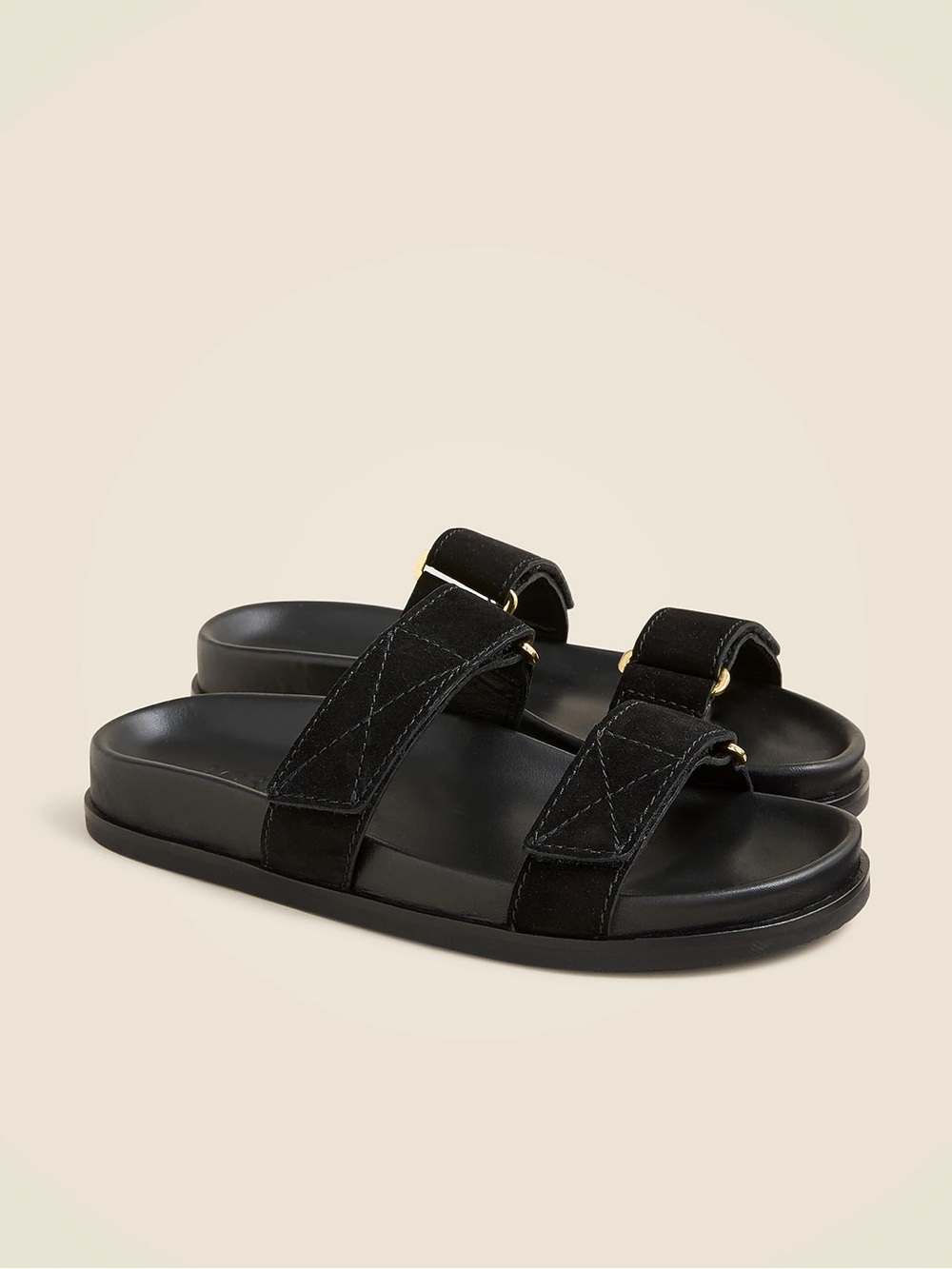 J.Crew Colbie Black Suede Leather Sport Sandals Size 9 Comfort Slides NWOB